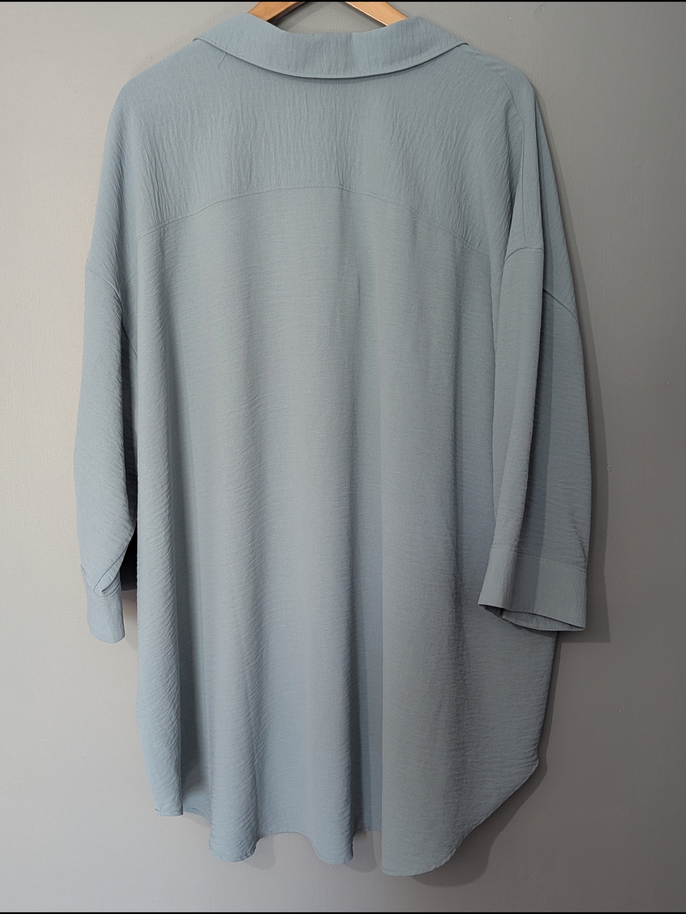 Penningtons Women's Relaxed V-Neck Collared Tunic Top Sage Lagenlook Scandi Chic - Picture 8 of 10